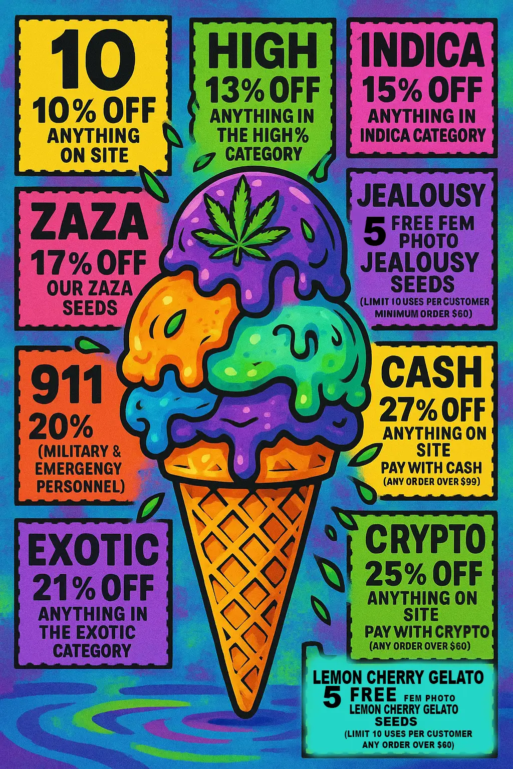 free cannabis seeds, discount on seeds